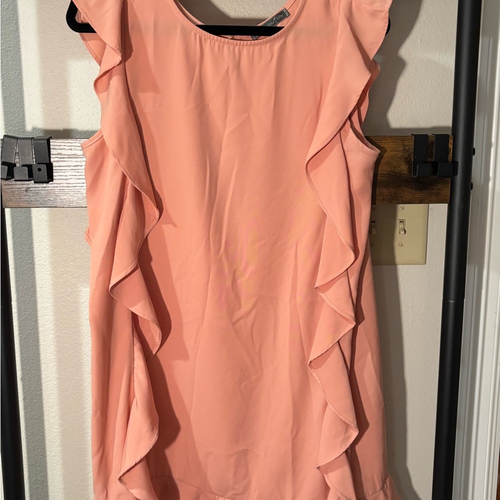 Peach Ruffle‎ Sleeveless Top